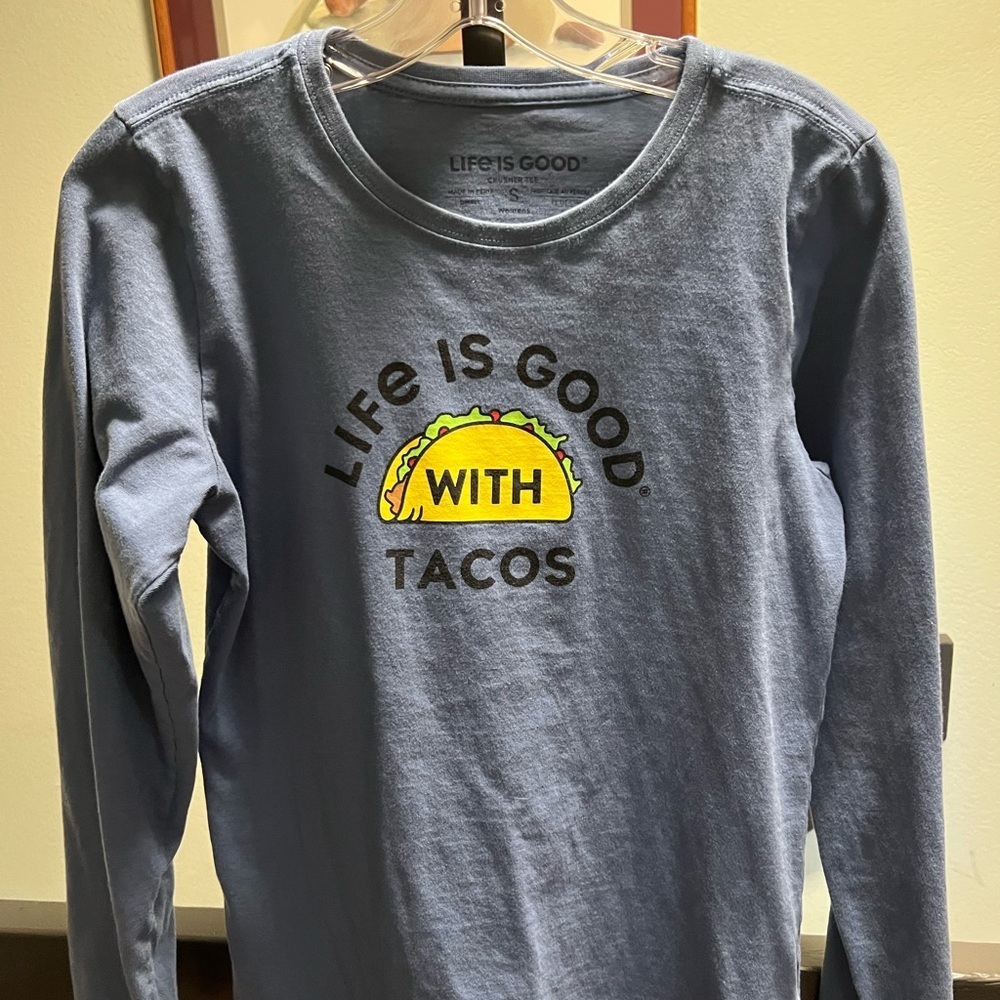 Life Is Good Long Sleeve Tee - Blue “Life Is Good With Tacos”#190